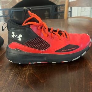Kids Under Armour Red and Black Basketball/Athletic Shoes